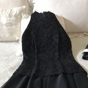 Black chiffon and lace halter dress